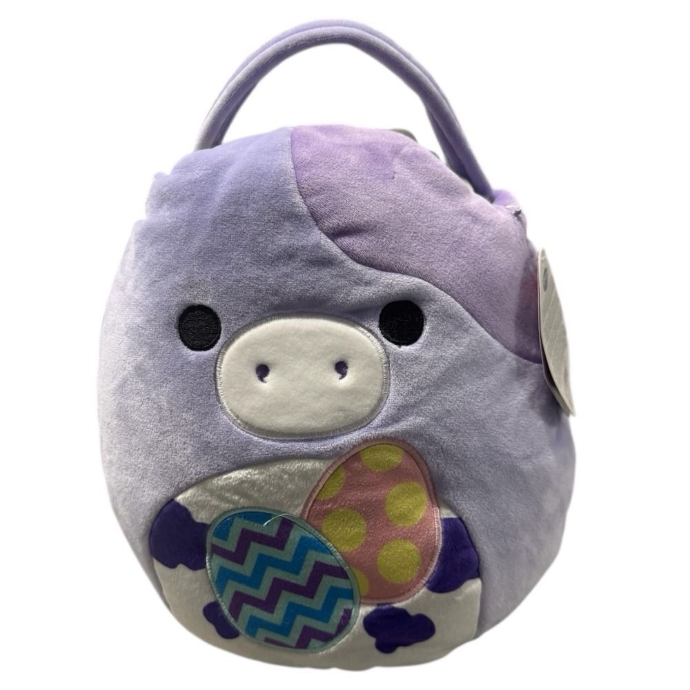 Squishmallows Bubba 10" 12" Treat Pail Easter Basket Gift Bag Eggs Purple Cow